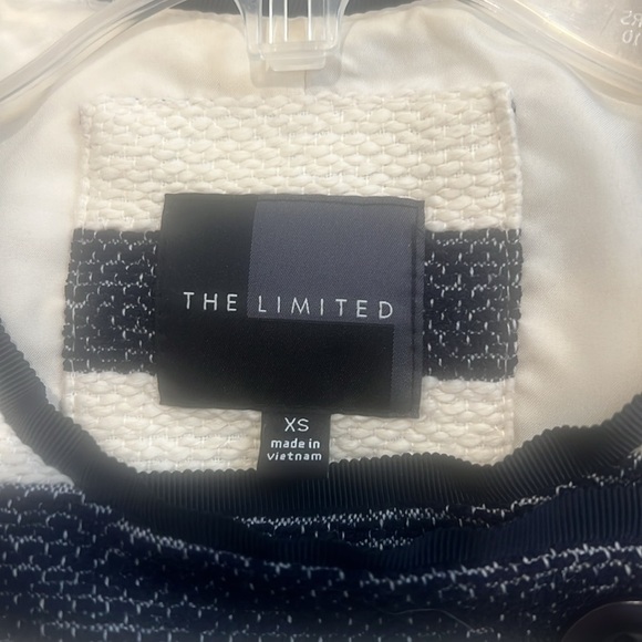 The Limited navy and off white striped tweed style jacket  size XS. - Picture 8 of 10